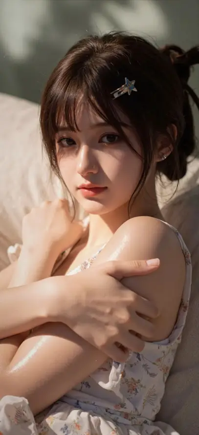 4k发夹壁纸 - 吊带 - 少女 - 居家「哲风壁纸」