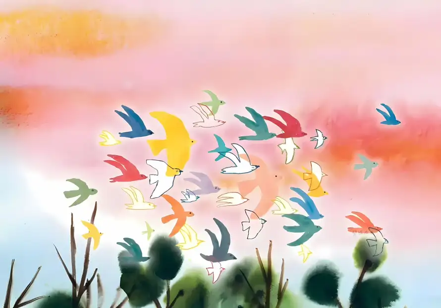 2k天空壁纸-手绘 - 插画-晚霞「哲风壁纸」