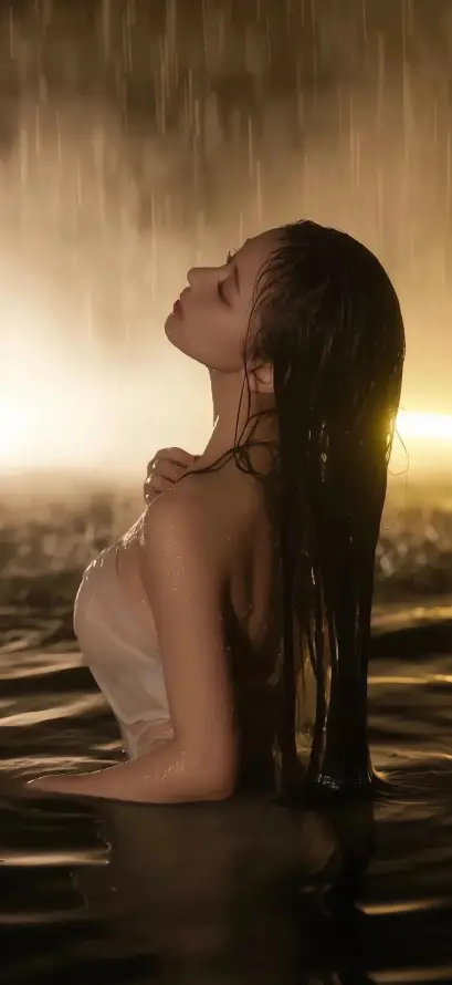 4k人像壁纸 - 侧脸 - 性感 - 淋雨「哲风壁纸」