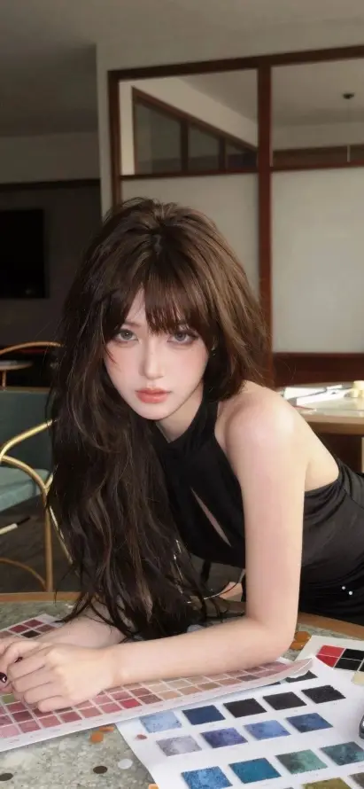 4k人像壁纸 - 室内 - 桌前 - 美女「哲风壁纸」