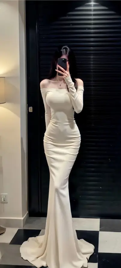 4k🔥壁纸 - 一字肩 - 晚礼服 - 修身长裙「哲风壁纸」