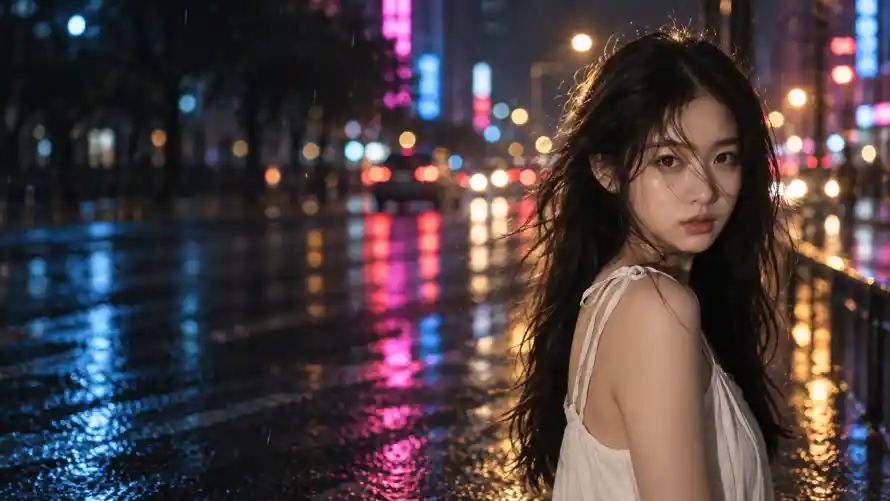 4k光斑壁纸 - 回眸 - 夜景 - 少女「哲风壁纸」 4k光斑壁纸 - 回眸 - 夜景 - 少女「哲风壁纸」
