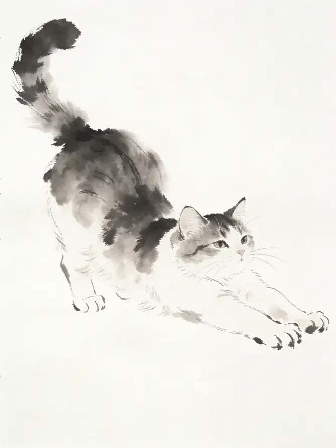 4k写意壁纸 - 猫 - 动物 - 国画「哲风壁纸」