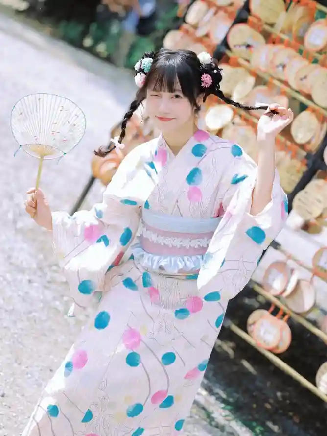 4k和服壁纸 - 团扇 - 少女 - 微笑「哲风壁纸」