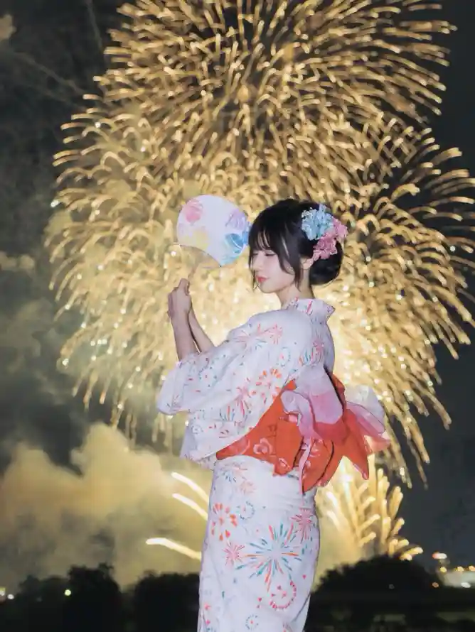 4k侧脸壁纸 - 和服 - 和风 - 团扇「哲风壁纸」