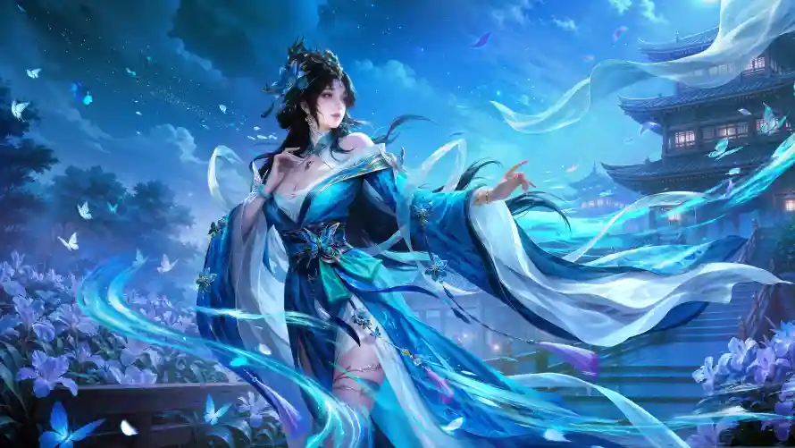 4k夜景壁纸 - 花丛 - 蓝衣 - 蝴蝶「哲风壁纸」 4k夜景壁纸 - 花丛 - 蓝衣 - 蝴蝶「哲风壁纸」