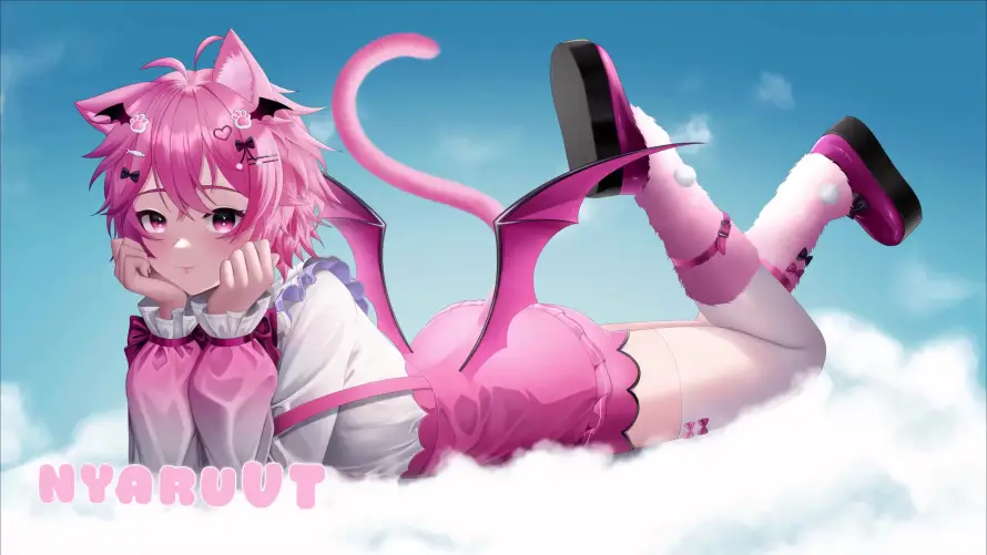 4k云朵壁纸-兽耳 - 少女-托腮「哲风壁纸」