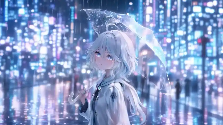 4k原神壁纸-雨夜 - 雨景-芙宁娜「哲风壁纸」