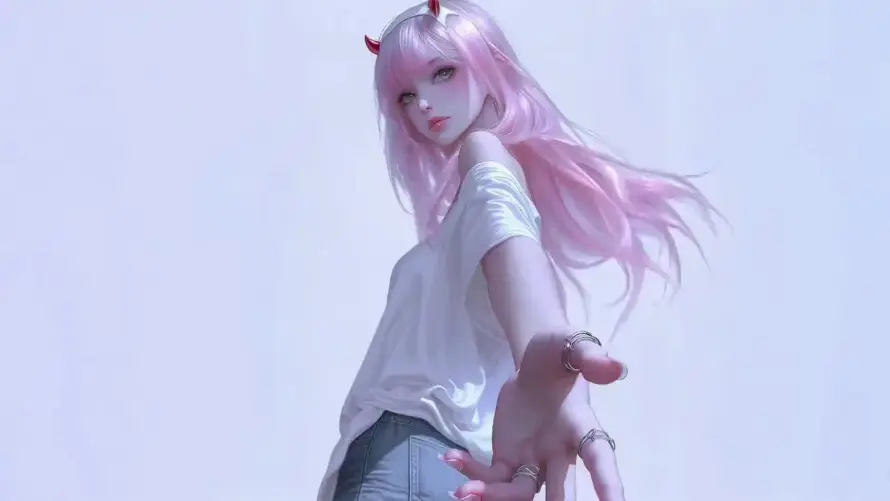 2k伸手壁纸-回头 - 少女-清新「哲风壁纸」