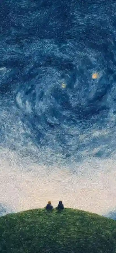 4k夜景壁纸 - 夜空 - 山顶 - 情侣「哲风壁纸」