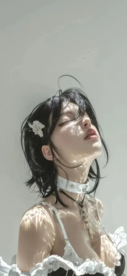 4k人像壁纸 - 仰头 - 光影 - 写真「哲风壁纸」