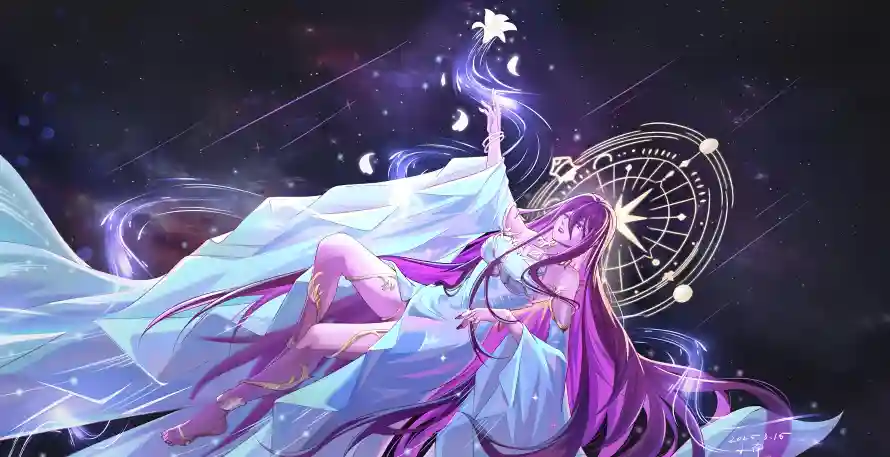 5k发光壁纸-女神 - 星光-星盘「哲风壁纸」