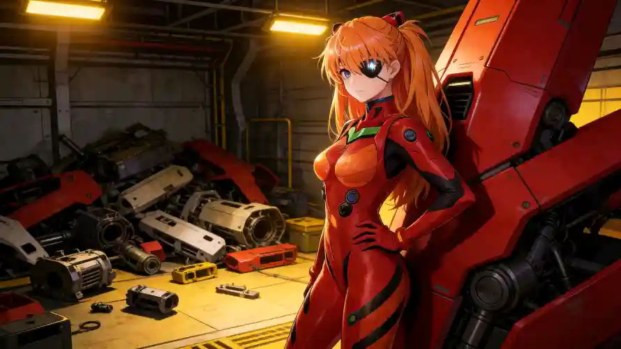 4k机库壁纸-机甲 - 眼罩-eva「哲风壁纸」