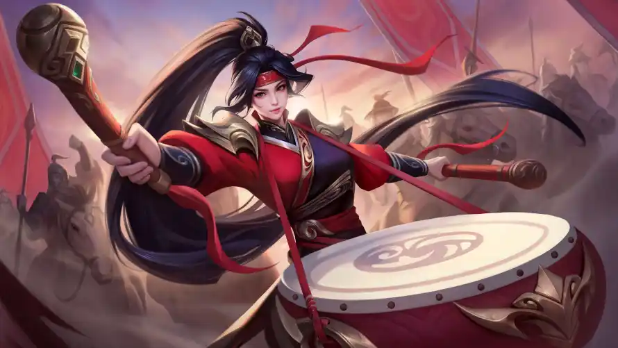4k军旗壁纸 - 击鼓 - 古风 - 女将「哲风壁纸」