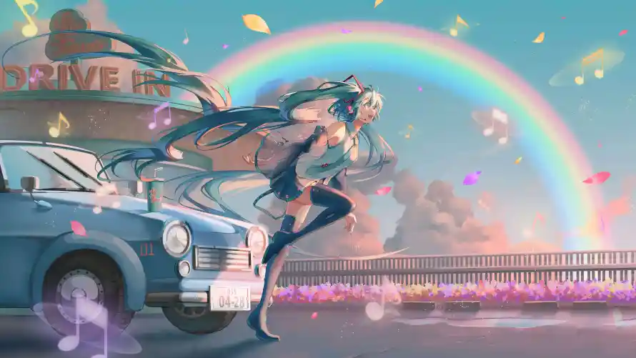 7k公路壁纸-彩虹 - 晴空-花瓣「哲风壁纸」
