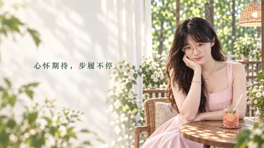 8k夏日壁纸-女生 - 托腮-树影「哲风壁纸」