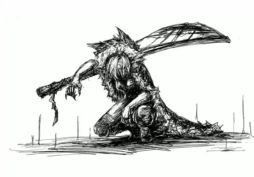 2k大刀壁纸-恶魔 - 手绘-线稿「哲风壁纸」