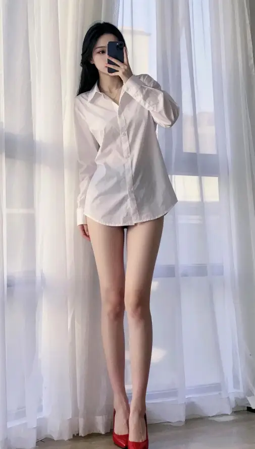 4k居家壁纸 - 纱帘 - 美女 - 大长腿「哲风壁纸」
