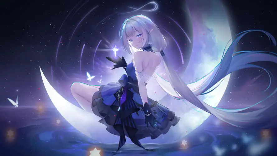 4k星光壁纸-星空 - 月亮-蓝瞳「哲风壁纸」