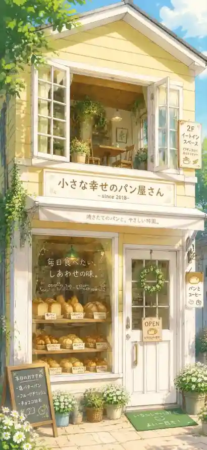 4k清新壁纸 - 绿植 - 暖黄色 - 面包店「哲风壁纸」
