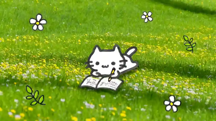 2k书本壁纸-猫 - 写作-卡通「哲风壁纸」