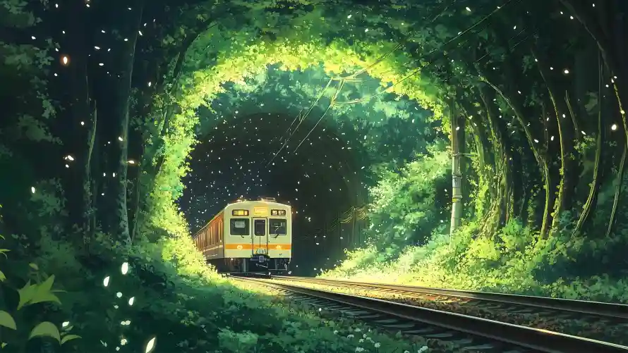 2k列车壁纸-夜景 - 插画-梦幻「哲风壁纸」