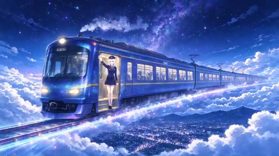 4k云海壁纸-列车 - 夜空-星光「哲风壁纸」