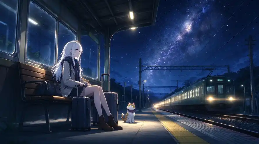 4k列车壁纸-夜晚 - 旅途-星空「哲风壁纸」