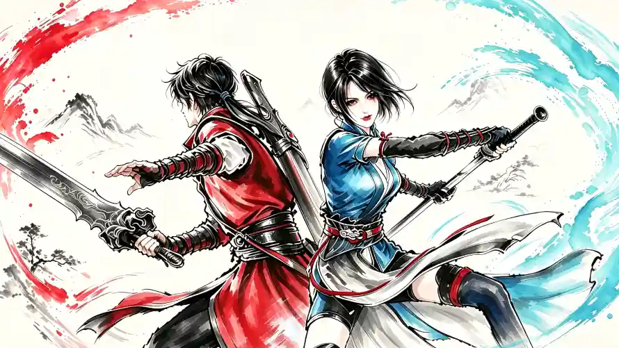 3k剑气壁纸-双侠 - 古风-持剑「哲风壁纸」