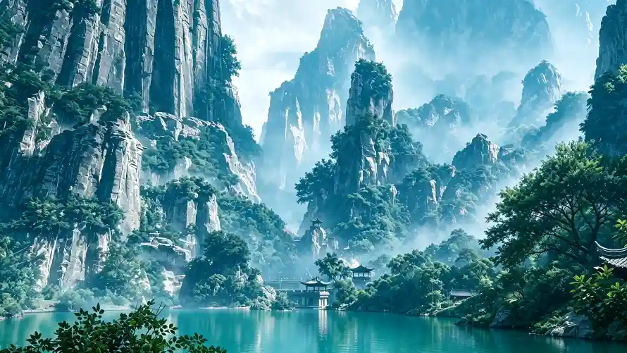 4k云雾壁纸 - 亭台 - 仙境 - 奇峰「哲风壁纸」
