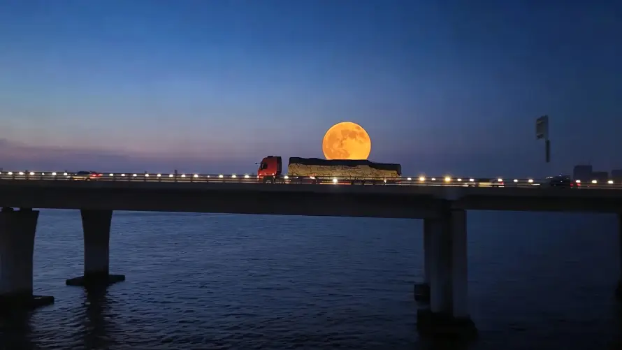 3k倒影壁纸-卡车 - 夜景-暮色「哲风壁纸」