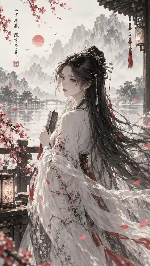 4k亭台壁纸 - 仕女 - 发饰 - 古风「哲风壁纸」