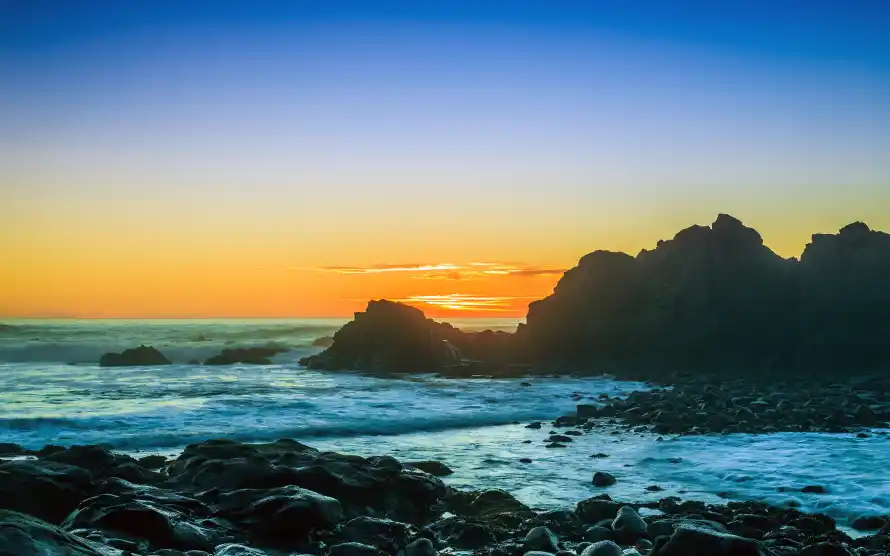 4k夜幕壁纸 - 暮色 - 海岸 - 海景「哲风壁纸」