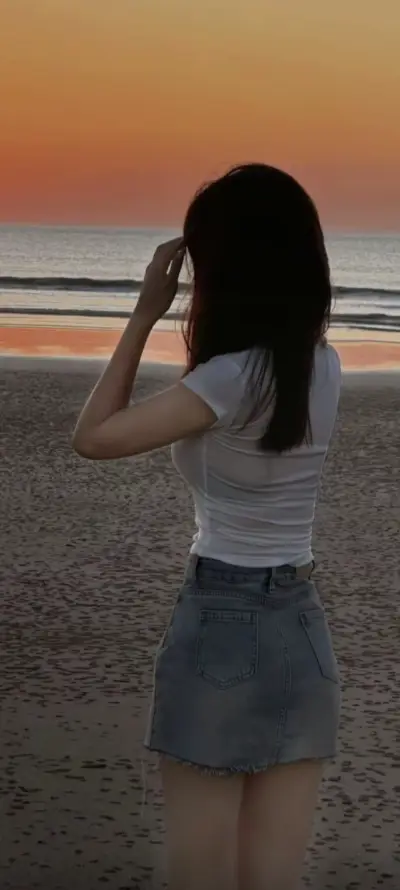 4k人像壁纸 - 日落 - 沙滩 - 海边「哲风壁纸」