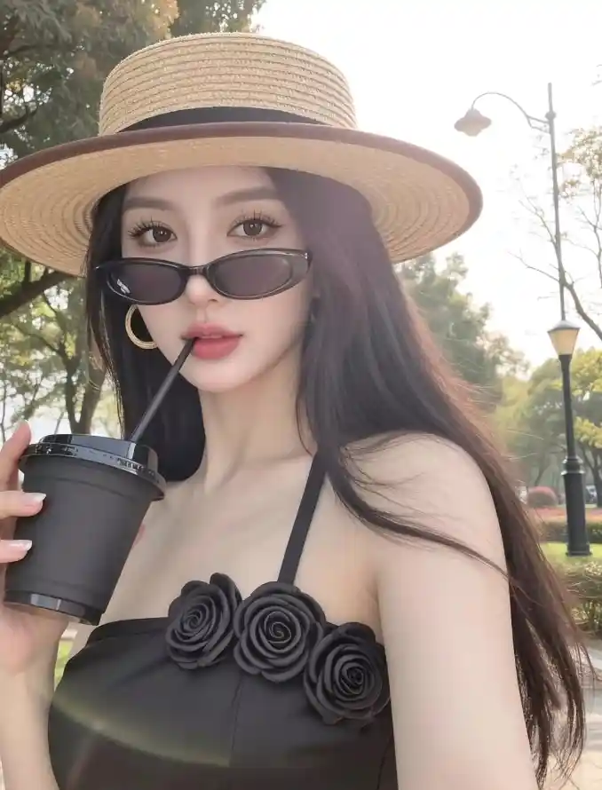 4k吸管壁纸 - 户外 - 美女 - 草帽「哲风壁纸」