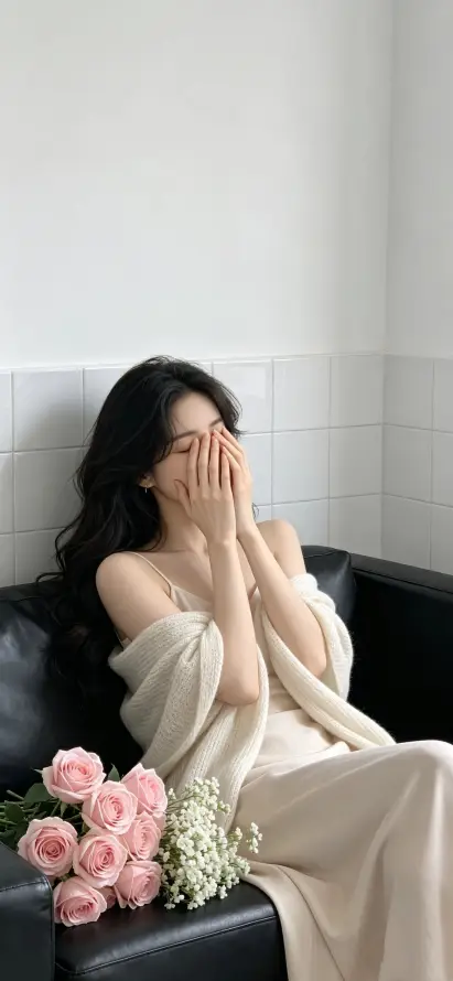 4k慵懒壁纸 - 美女 - 遮脸 - 露肩「哲风壁纸」