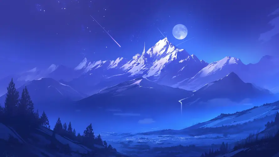 4k夜景壁纸-山脉 - 插画-星空「哲风壁纸」