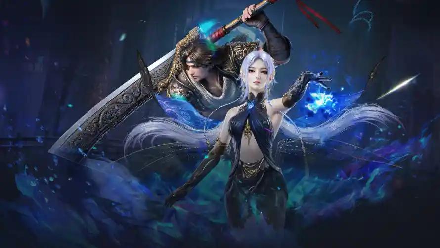 4k战斗壁纸-武侠 - 白发-蓝焰「哲风壁纸」