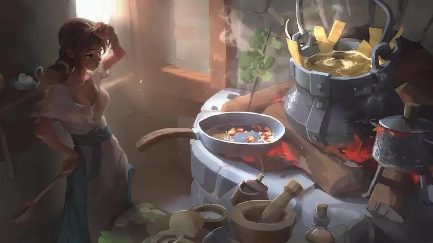 4k厨娘壁纸 - 复古 - 大锅 - 插画「哲风壁纸」