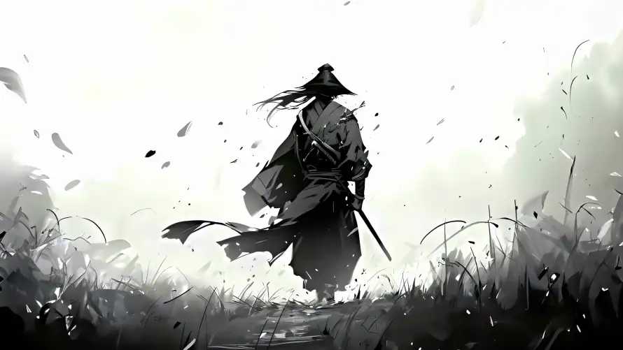 4k佩刀壁纸-写意 - 剑客-孤影「哲风壁纸」