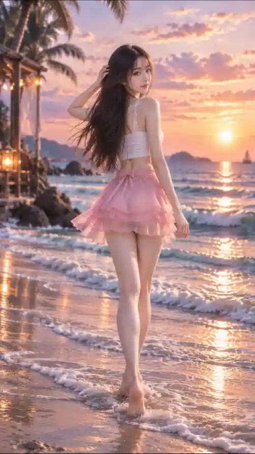 4k回头壁纸 - 夕阳 - 暖光 - 椰树「哲风壁纸」