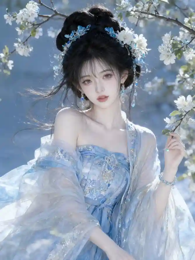 4k花树壁纸 - 仙侠神女 - 古风发髻 - 古风耳饰「哲风壁纸」