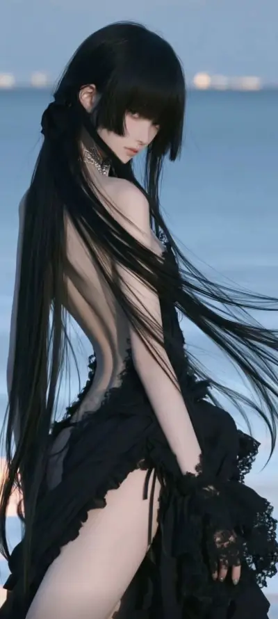 4k侧颜壁纸 - 冷艳 - 海边 - 美女「哲风壁纸」