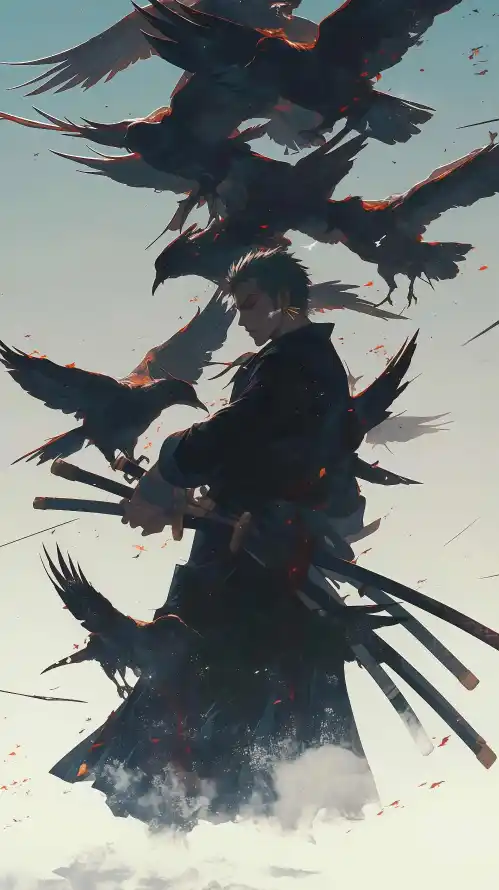 4k乌鸦壁纸 - 剑士 - 拔刀 - 武士「哲风壁纸」