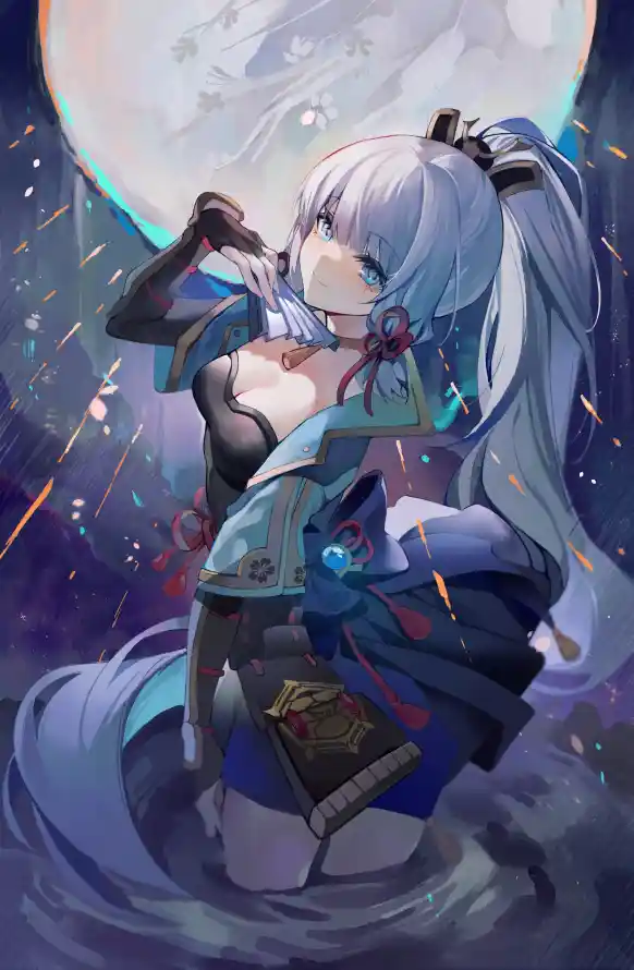 4k冷艳壁纸 - 和服 - 夜空 - 插画「哲风壁纸」