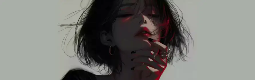 6k侧脸壁纸-冷感 - 插画-灰底「哲风壁纸」