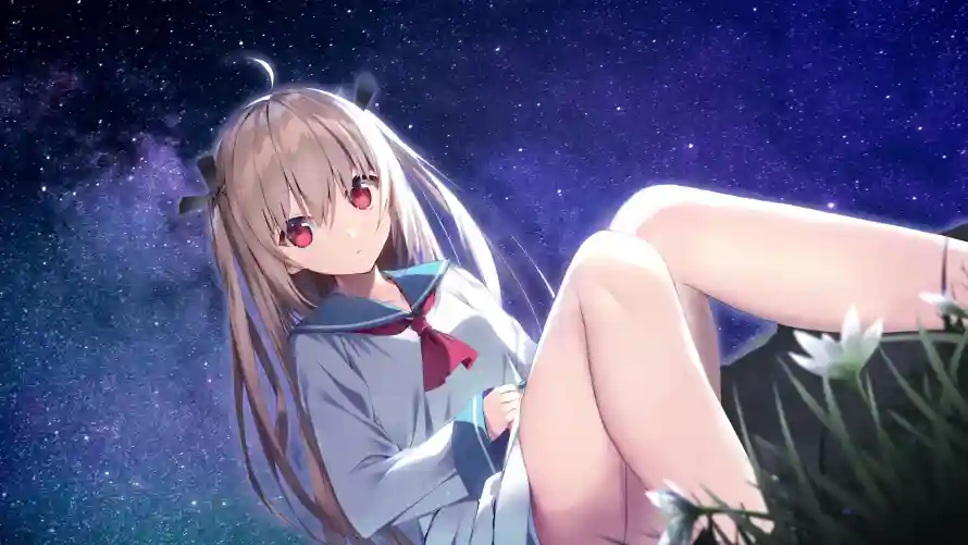 4k坐姿壁纸-夜空 - 星空-红瞳「哲风壁纸」