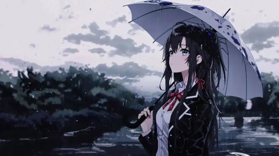 4k侧脸壁纸-少女 - 校服-积水「哲风壁纸」