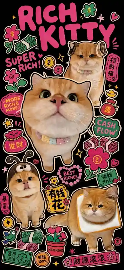 4k发财壁纸 - 可爱 - 小猫 - 橘猫「哲风壁纸」