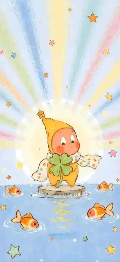 4k卡通壁纸 - 可爱 - 星星 - 水面「哲风壁纸」